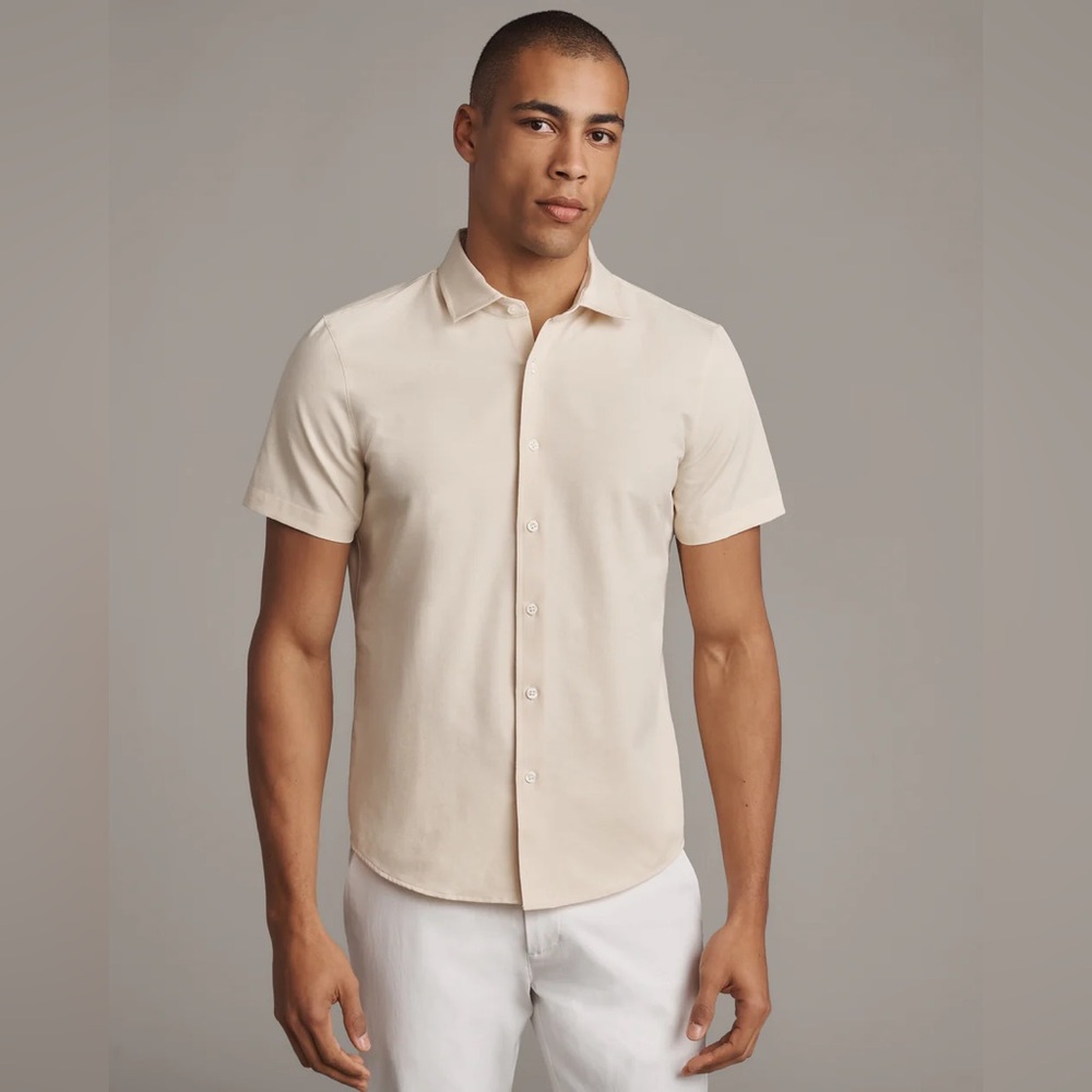 Rhone Brezza Linen-Blend Performance Shirt Mens Large Short Sleeve NWT